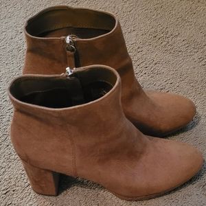 Suede camel colored ankle boots